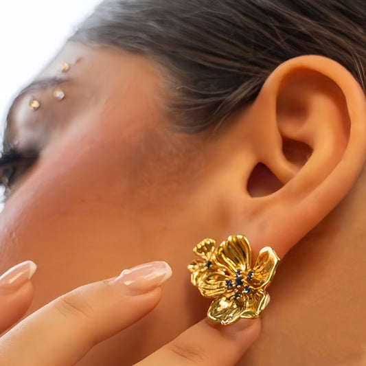 Camellia Earrings - Blue