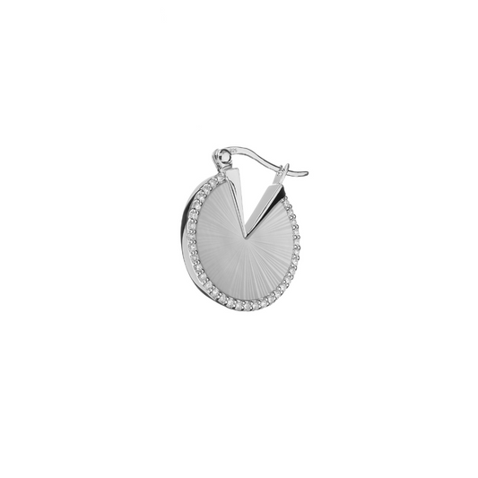Elegant sterling silver drop earrings featuring white mother-of-pearl and sparkling cubic zirconia stones