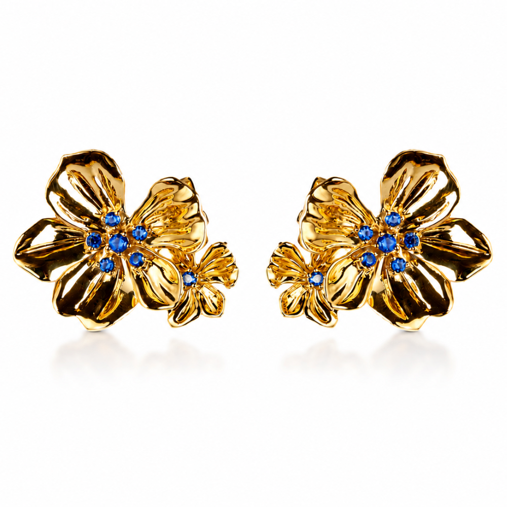 Camellia Earrings - Blue