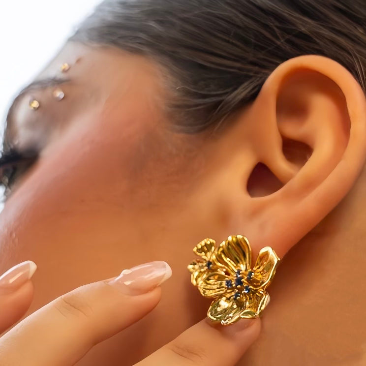 Camellia Earrings - Blue