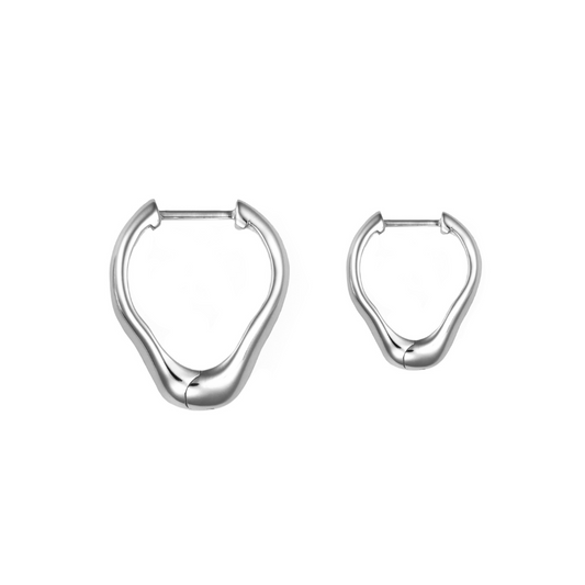 Sterling silver heart-shaped hoop earrings with polished finish