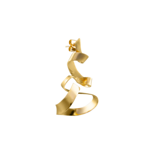Gold-plated Jade spiral earrings in 925 sterling silver with modern curved design