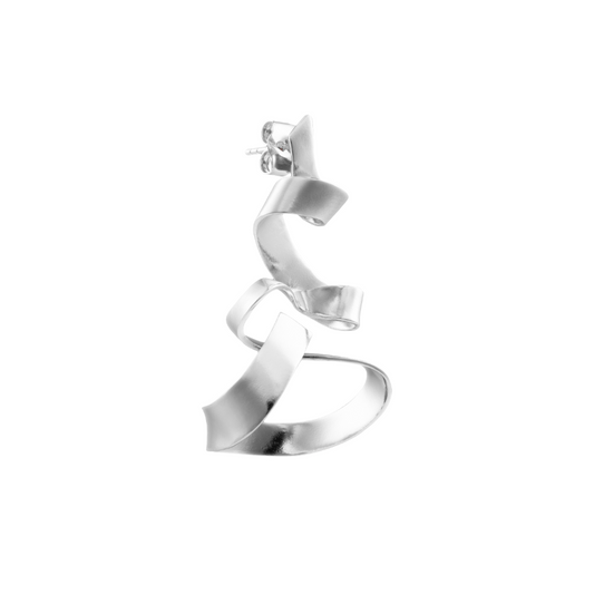 Sterling silver Jade spiral earrings with modern curved design