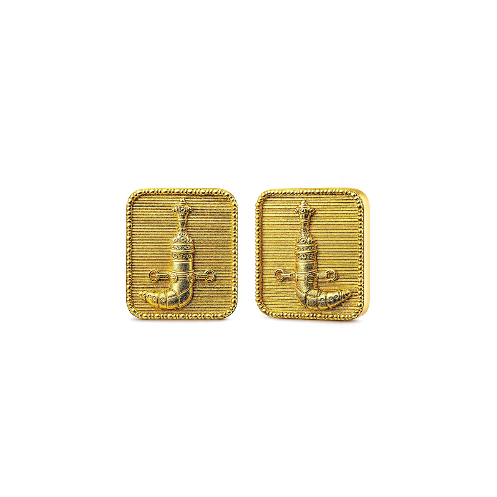 Gold-plated 925 sterling silver Khanjer earrings with detailed Omani khanjar motif