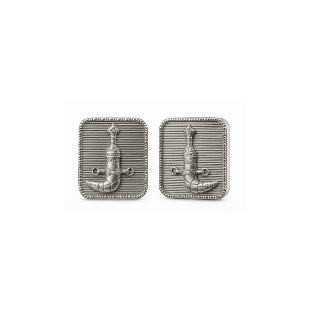 Sterling silver Khanjer earrings featuring detailed Omani khanjar motif