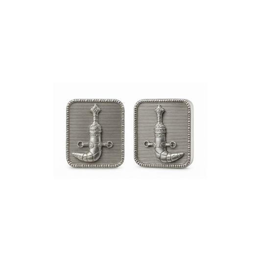 Sterling silver Khanjer earrings featuring detailed Omani khanjar motif