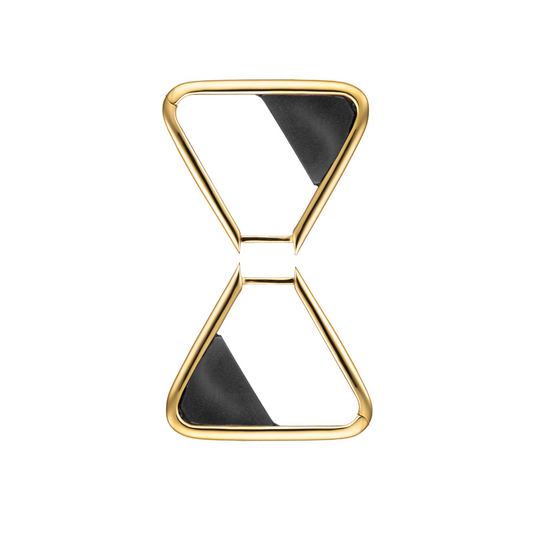 Gold-plated Scarlet triangle hoop earrings with black hematite gemstone