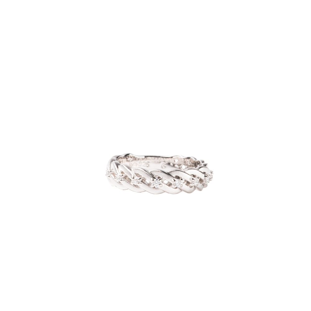 Silver ring on a white background