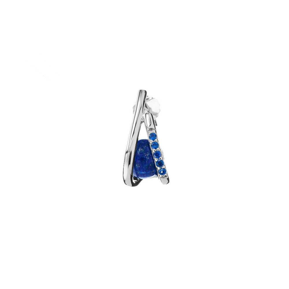 Sterling silver Imara earrings with blue cubic zirconia stones and lapis lazuli gemstone